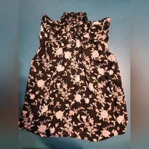 Midnight Sky Fully Lined Sleeveless High Neck Top Flower Print Women's L